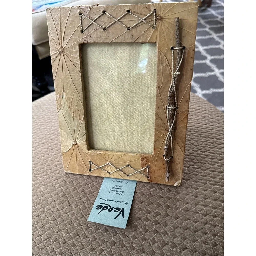 Rustic Photo Frame Natural Materials farmhouse Cabin 5x7 For 4x6 Image New READ